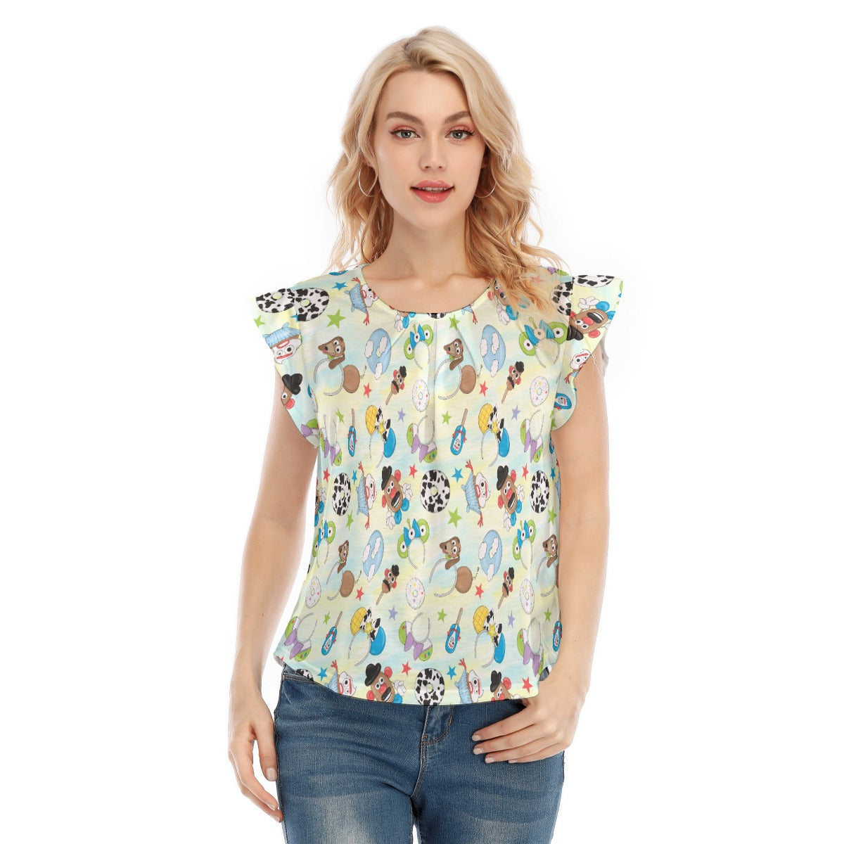 Playful Toy Style Icons - Women’s Flutter Sleeve Top