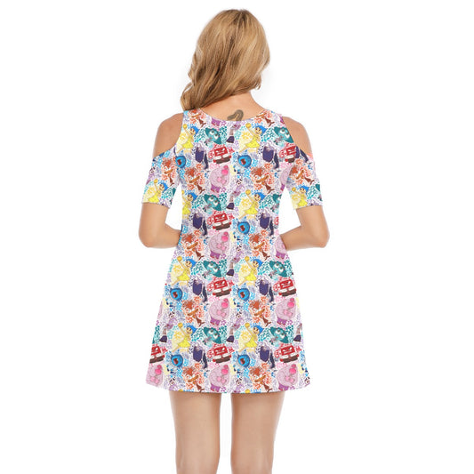 Floral Emotions - Women's Cold Shoulder Cotton Dress