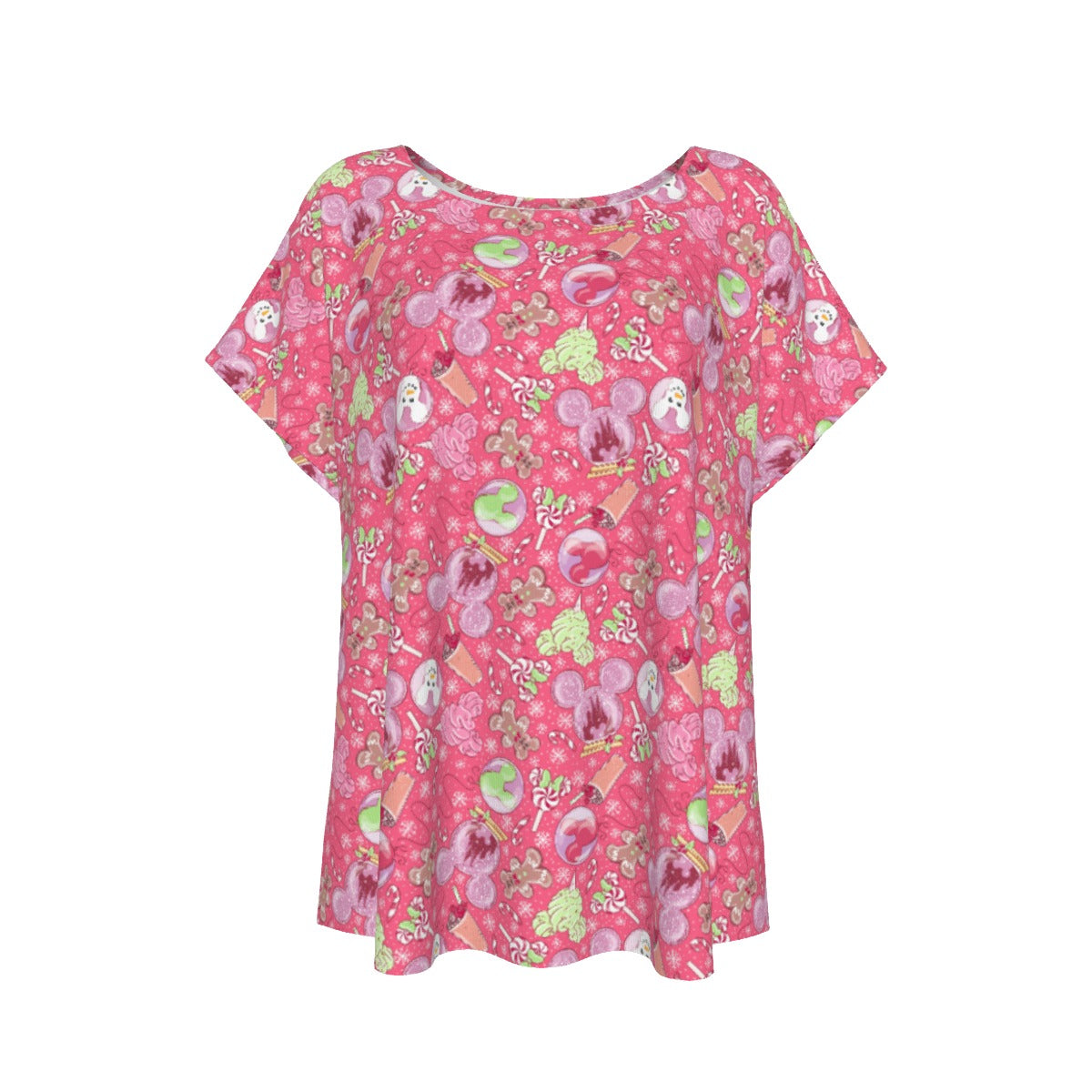 Winter Mouse Snacks & Balloons - Women’s Relaxed Fit Scoop Tee