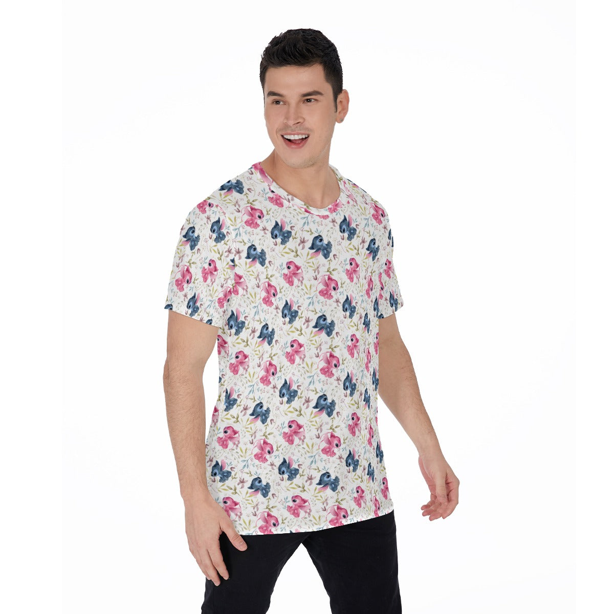 Blue Alien & Pink Friend Love - Men's Short Sleeve T-Shirt