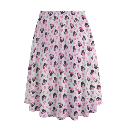 Watercolor Pink Bow Mouse Ears - Women’s Pocket Midi Skirt