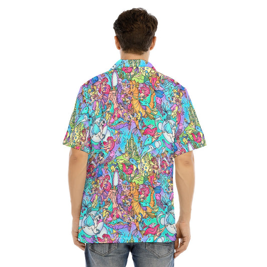 Under the Sea Storybook Scenes - Men's Hawaiian Button Up Shirt