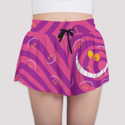 Whimsical Grinning Stripes - Girls’ Flowy Pocket Shorts