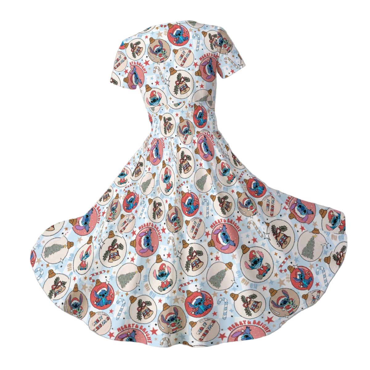 Festive Elf and Ornament Fun - Women's V-Neck Ruched Midi Dress