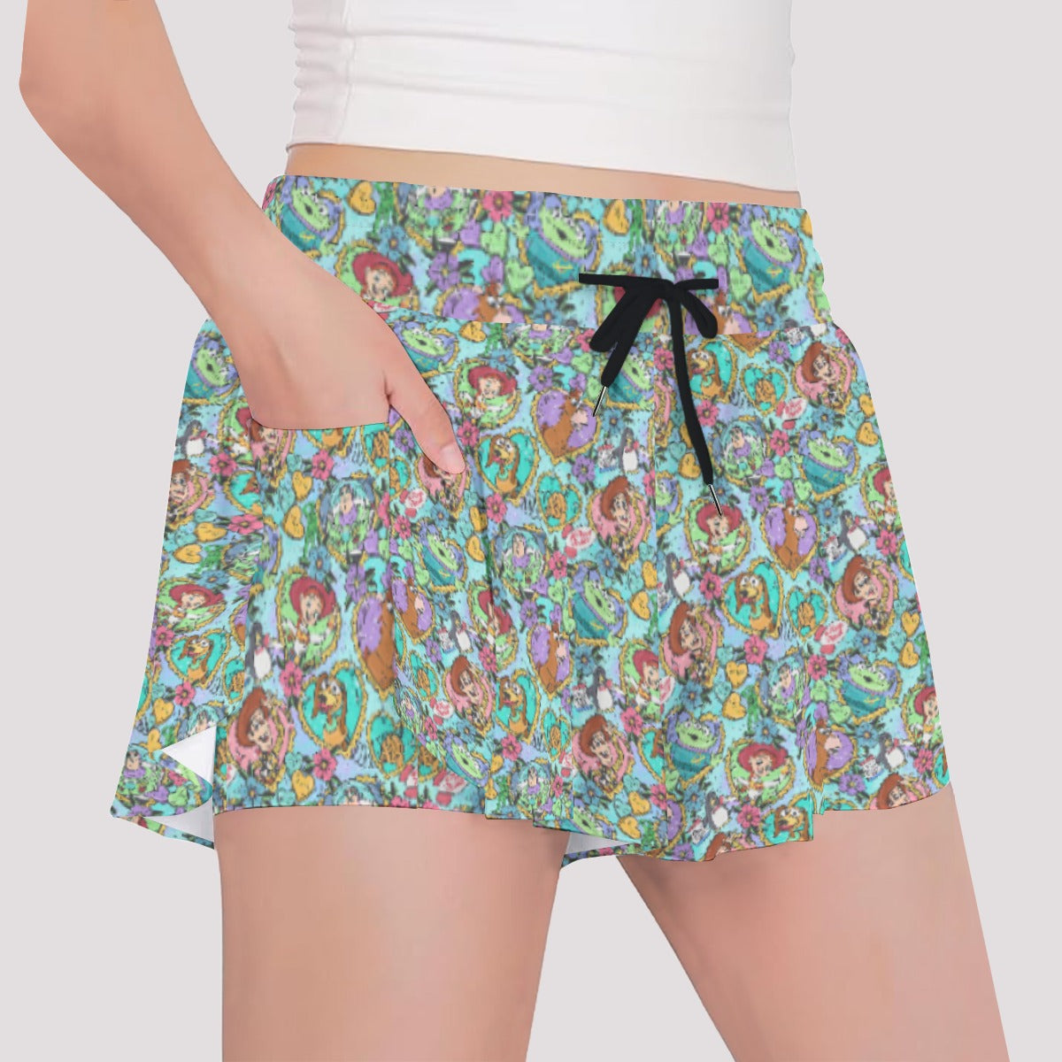 Tattoo Hearts Space Cowboys & Friends - Girls’ Flowy Pocket Shorts