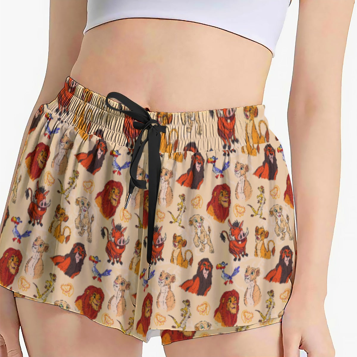 Sketched Savanna Friends - Women's Flowy Pocket Shorts