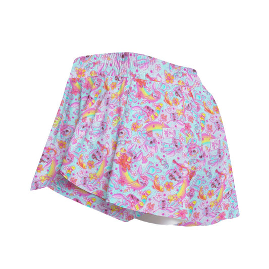 Neon Rainbow Mischief - Women's Flowy Pocket Shorts