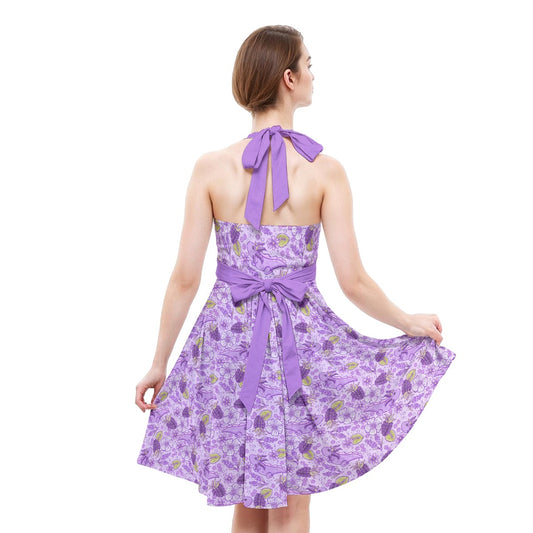Fruitimals - Blackberry Axolotls - Women's Halter Vintage Pocket Dress