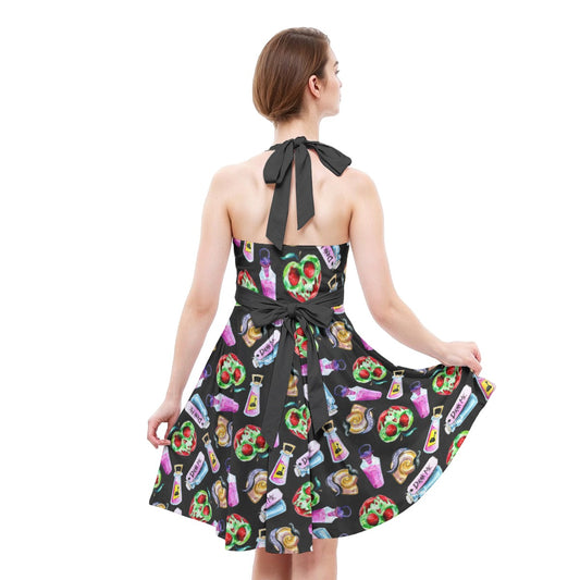 Pick Your Poison - Women's Halter Vintage Pocket Dress