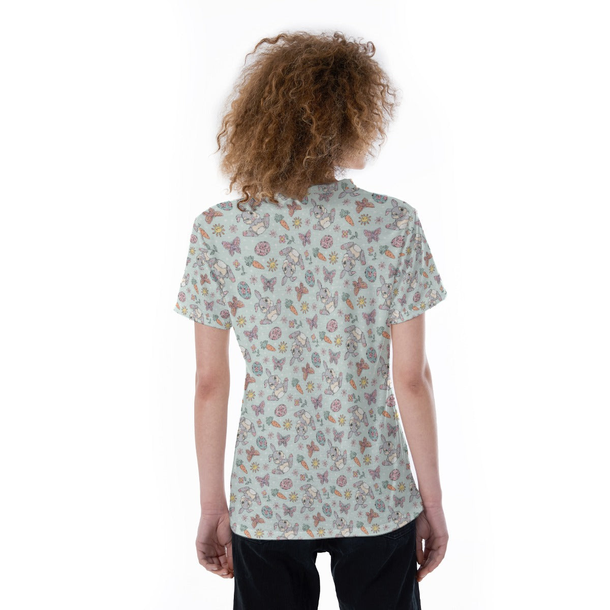 Springtime Bunny Cheer - Women's Short Sleeve V-Neck T-Shirt