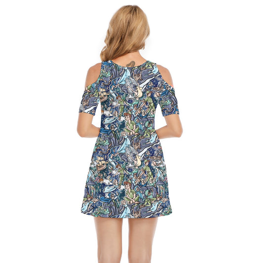 Magical Skybound Adventure - Women's Cold Shoulder Cotton Dress