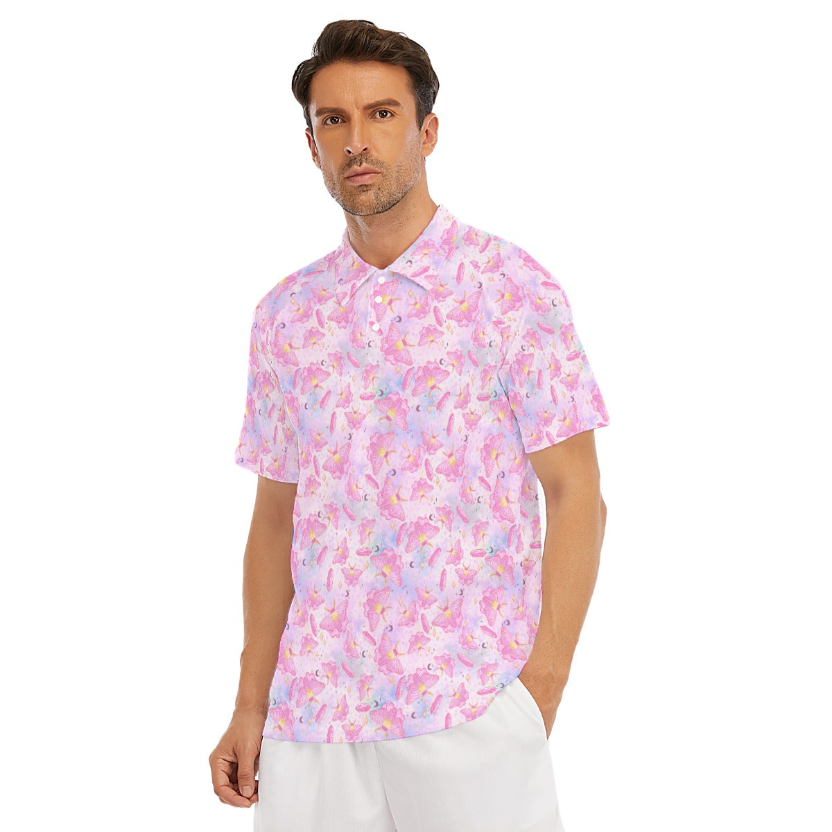 Pink Crystal Lunar Moths - Men's Polo Shirt