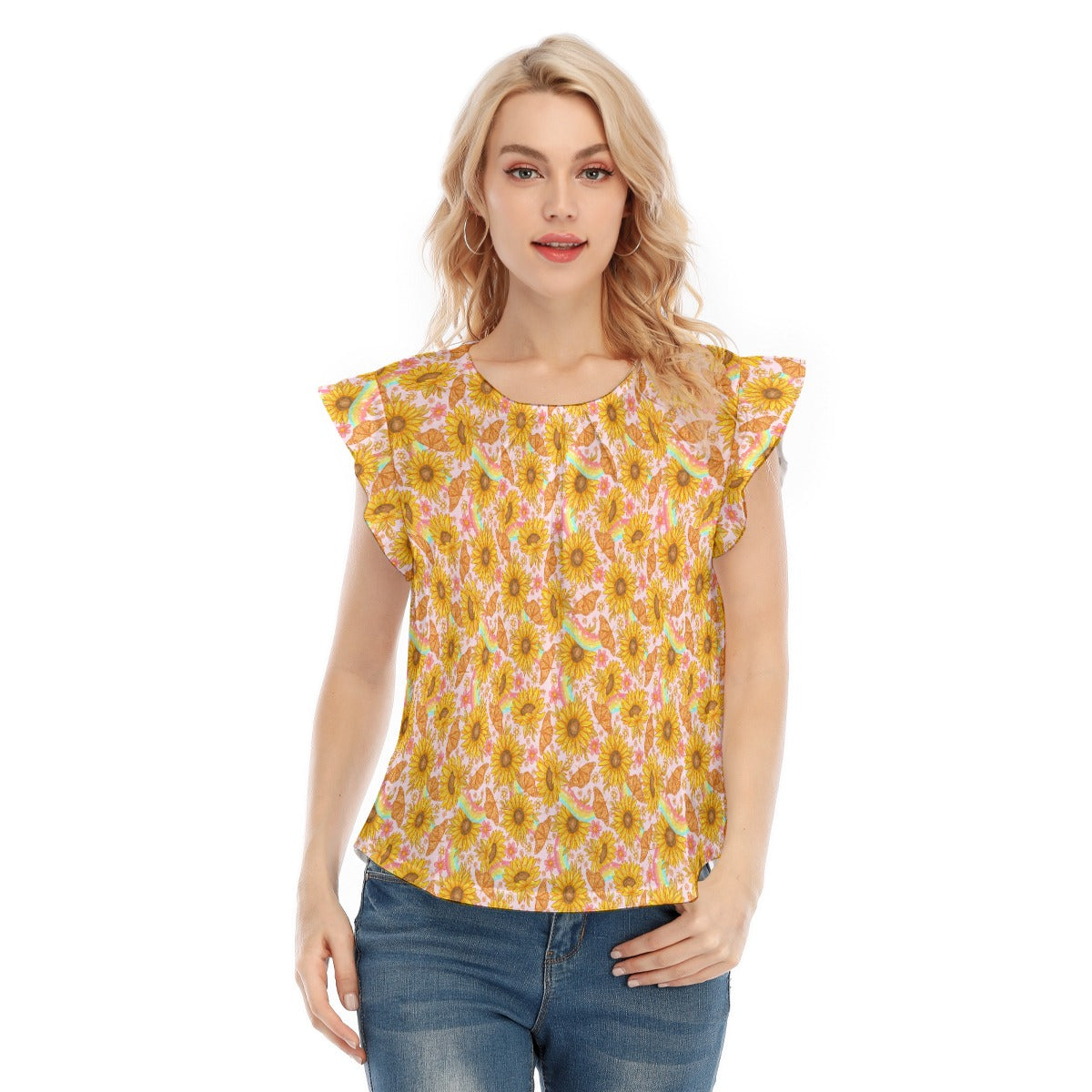Sunflower Dreams - Women’s Flutter Sleeve Top