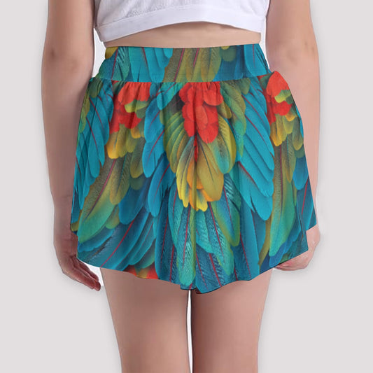 Animal Print - Macaw Parrot - Girls’ Flowy Pocket Shorts