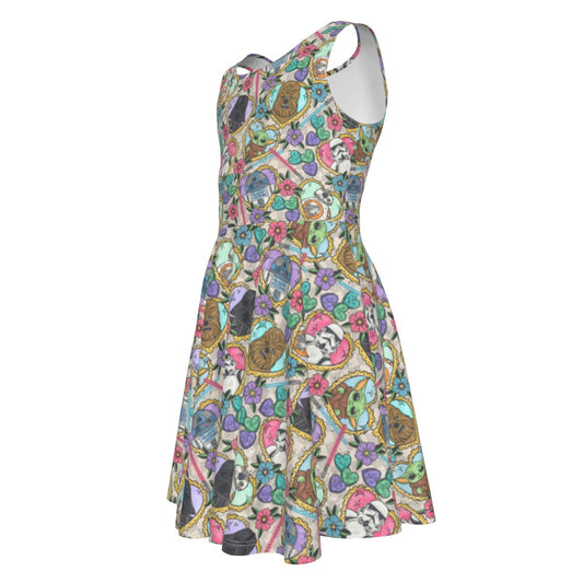 Tattoo Hearts Galactic Legends - Kid's Sleeveless Skater Dress