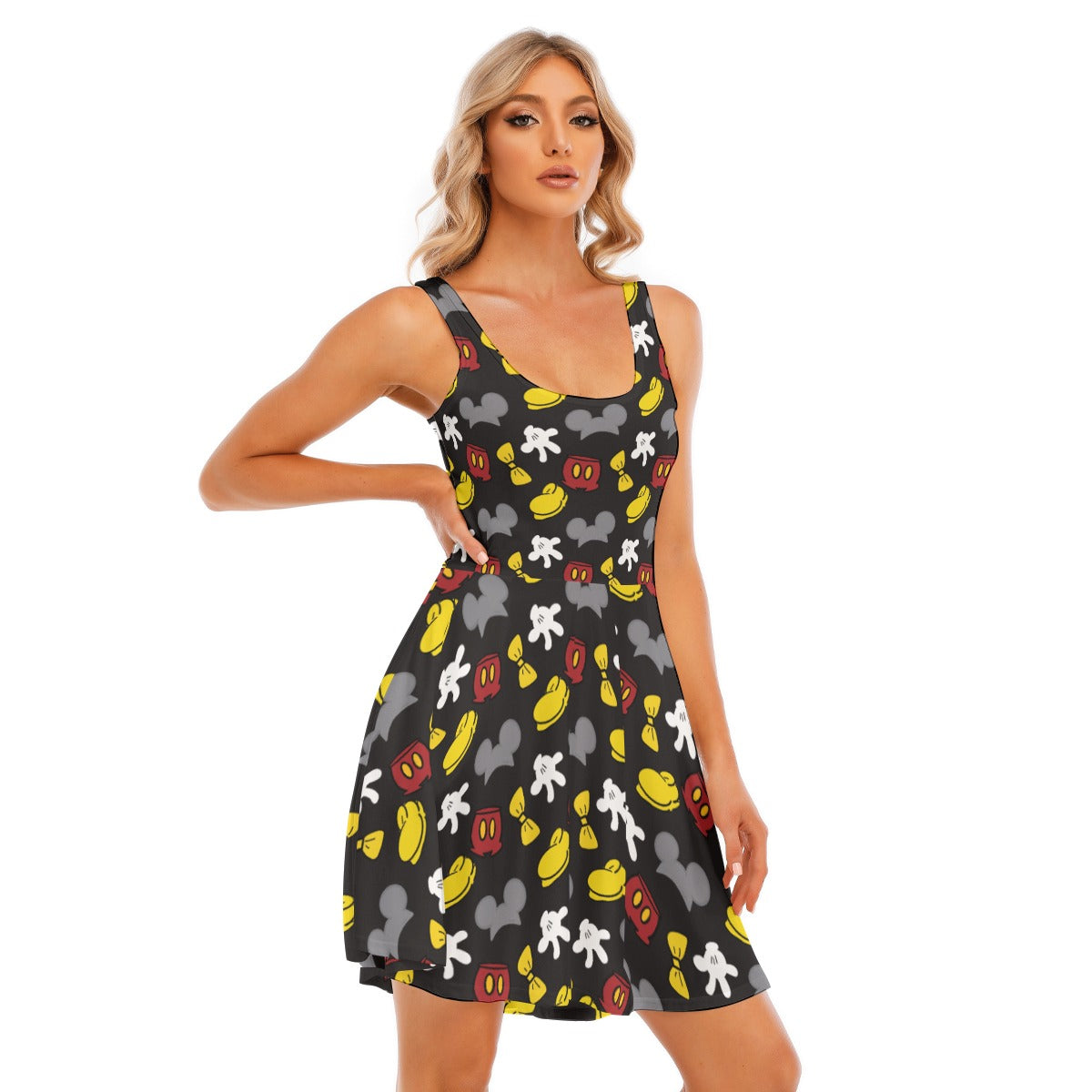 Classic Mouse Style - Women's Sleeveless Pocket Skater Dress