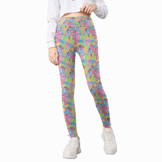 Neon Floral Summer Vibes - Kid's Leggings