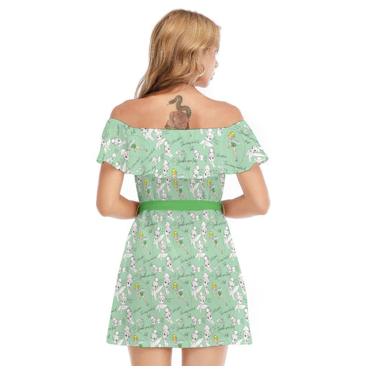 Drawing Pixie Fairy - Women's Off-shoulder Ruffle Dress