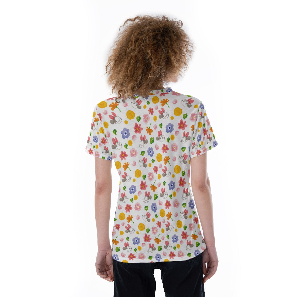 Floral Friends Springtimennie - Women's Short Sleeve V-Neck T-Shirt