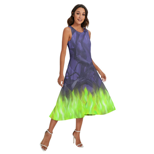 Enchanted Thorn Forest - Women’s Diagonal Pocket Midi Dress