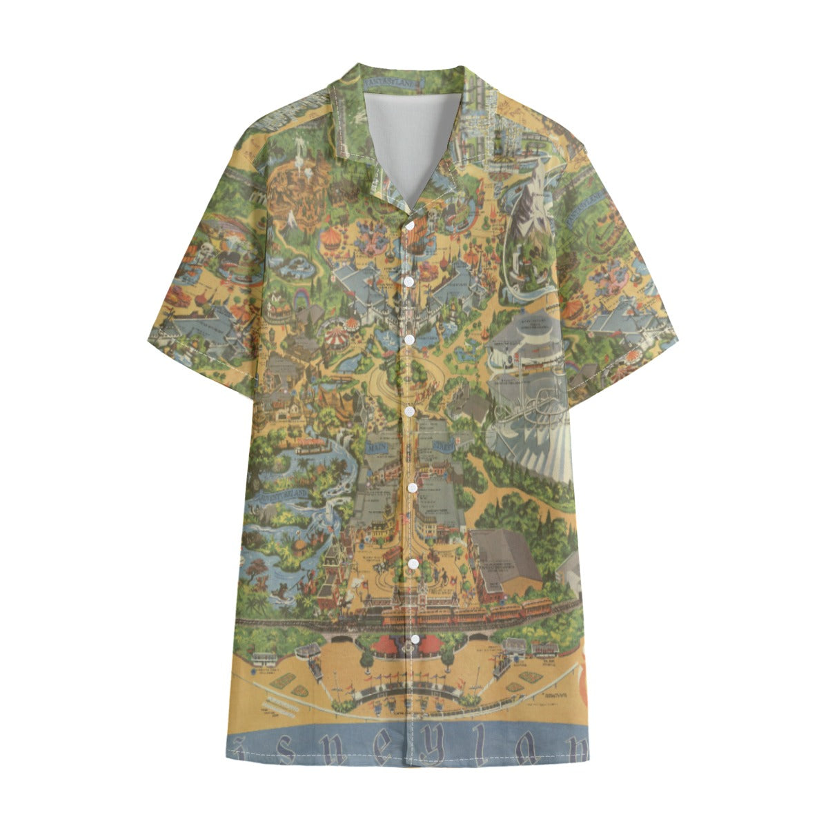 Vintage Theme Park Map - Men’s Cotton-Rich Button Up Shirt
