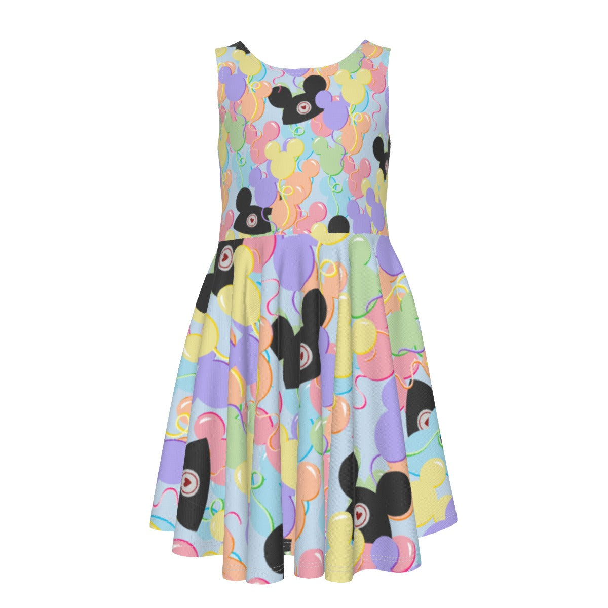 Pastel Mouse Ear Balloons- Kid's Sleeveless Skater Dress