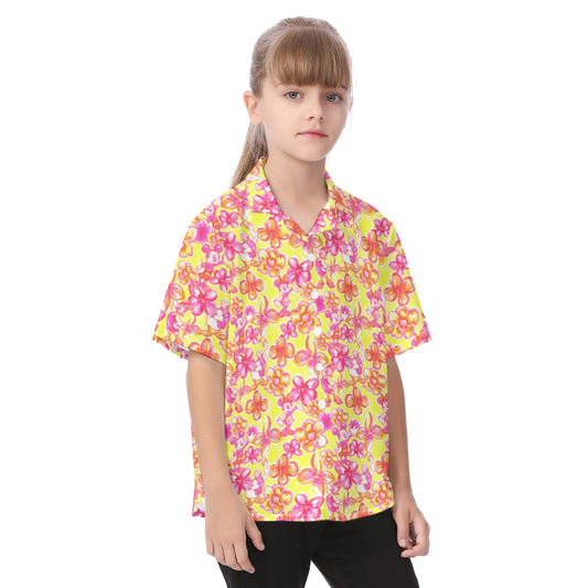 Neon Tropical Floral Friendsends - Kid's Hawaiian Button Up Shirt