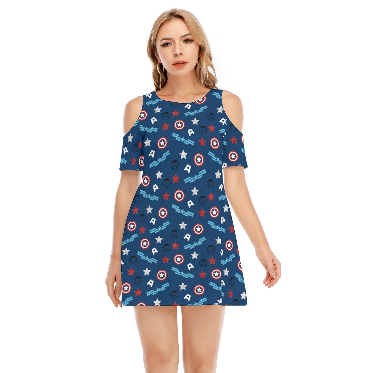 American Superhero - Women's Cold Shoulder Cotton Dress