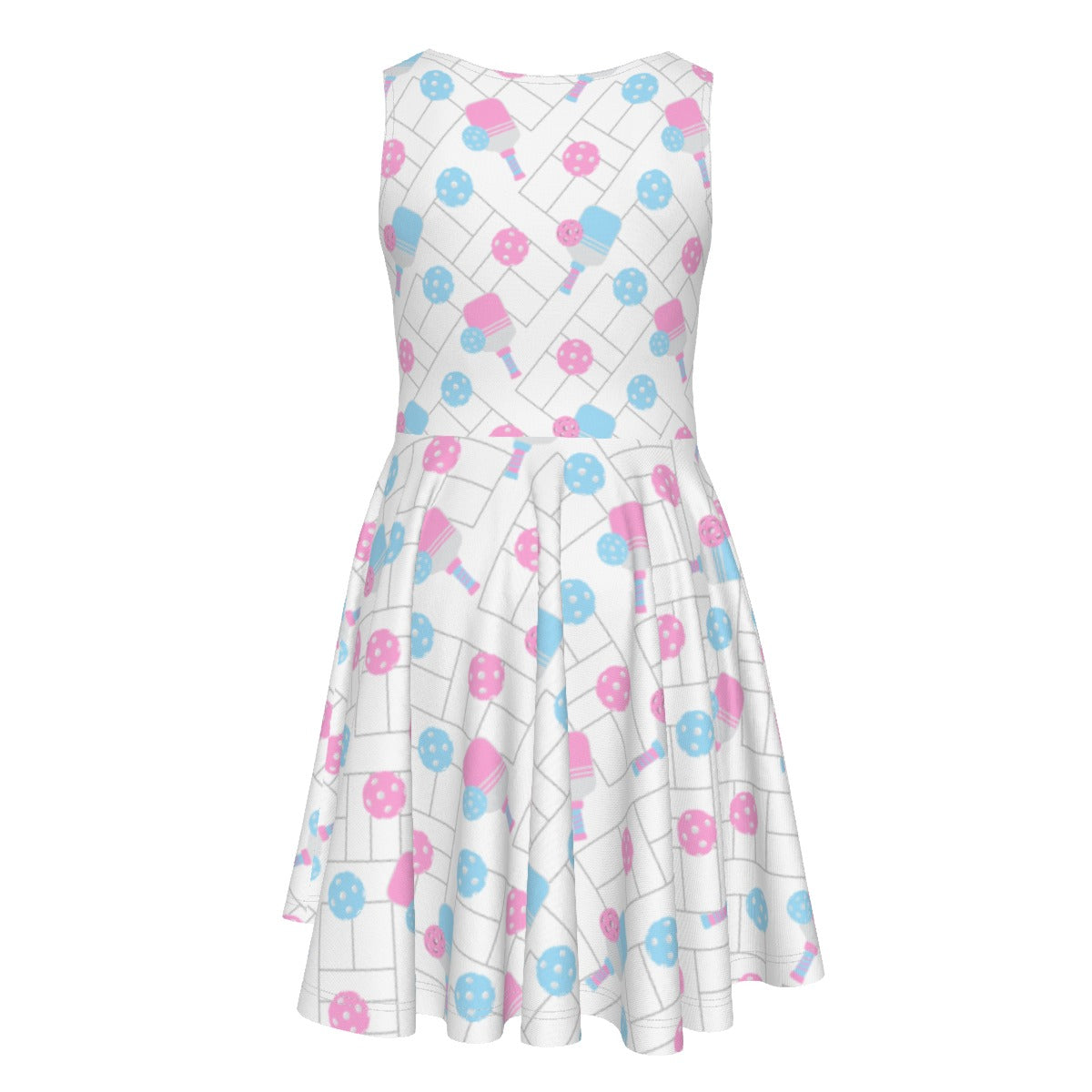 Pickleball Court Spin - Kid's Sleeveless Skater Dress