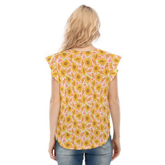 Sunflower Dreams - Women’s Flutter Sleeve Top