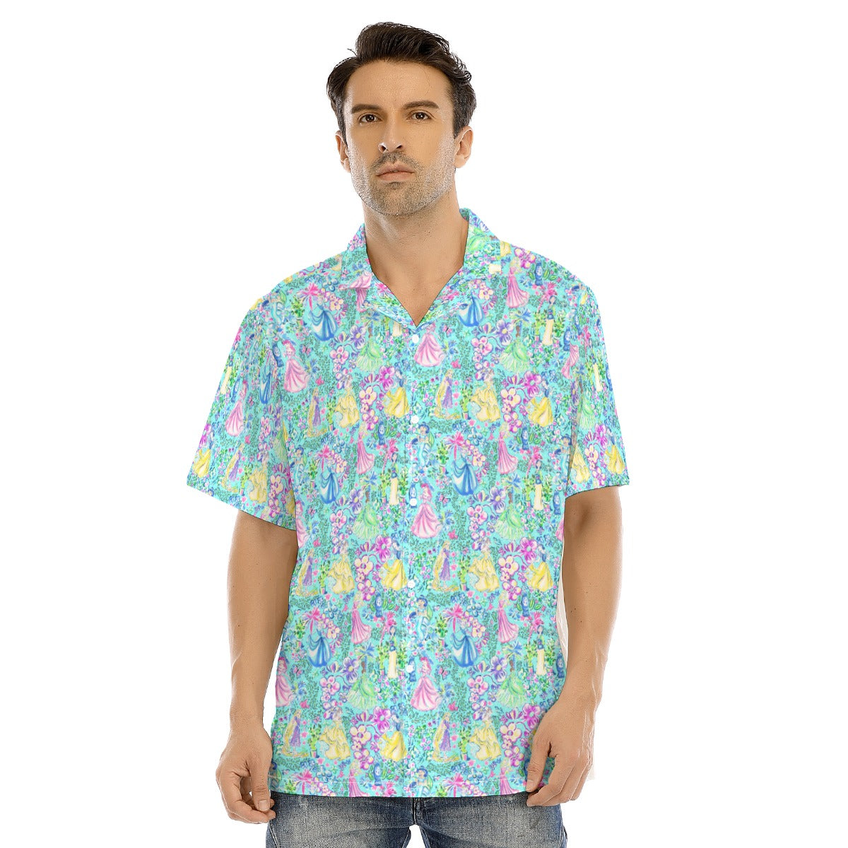 Bright Tropical Princess - Mashup - Men's Hawaiian Button Up Shirt