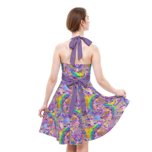 Figment Watercolor Rainbow - Women's Halter Vintage Pocket Dress