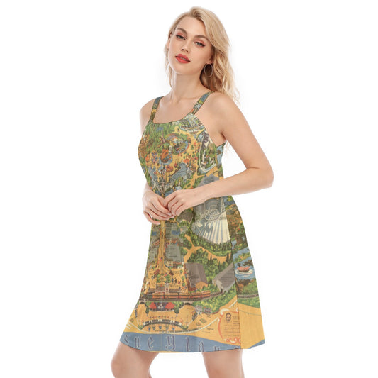 Vintage Theme Park Map - Women’s Adjustable Sundress