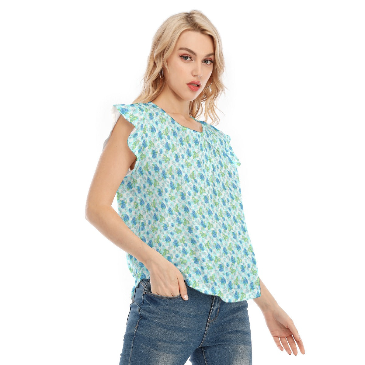 Summer Fruits - Blueberry - Women’s Flutter Sleeve Top