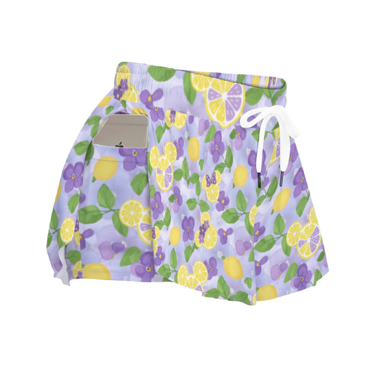 Vivacious Violet Lemonade - Women's Flowy Pocket Shorts