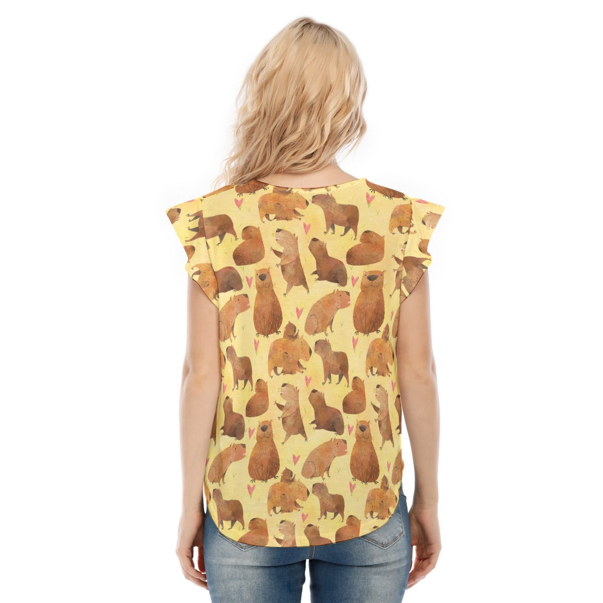 Capybara Love - Women’s Flutter Sleeve Top
