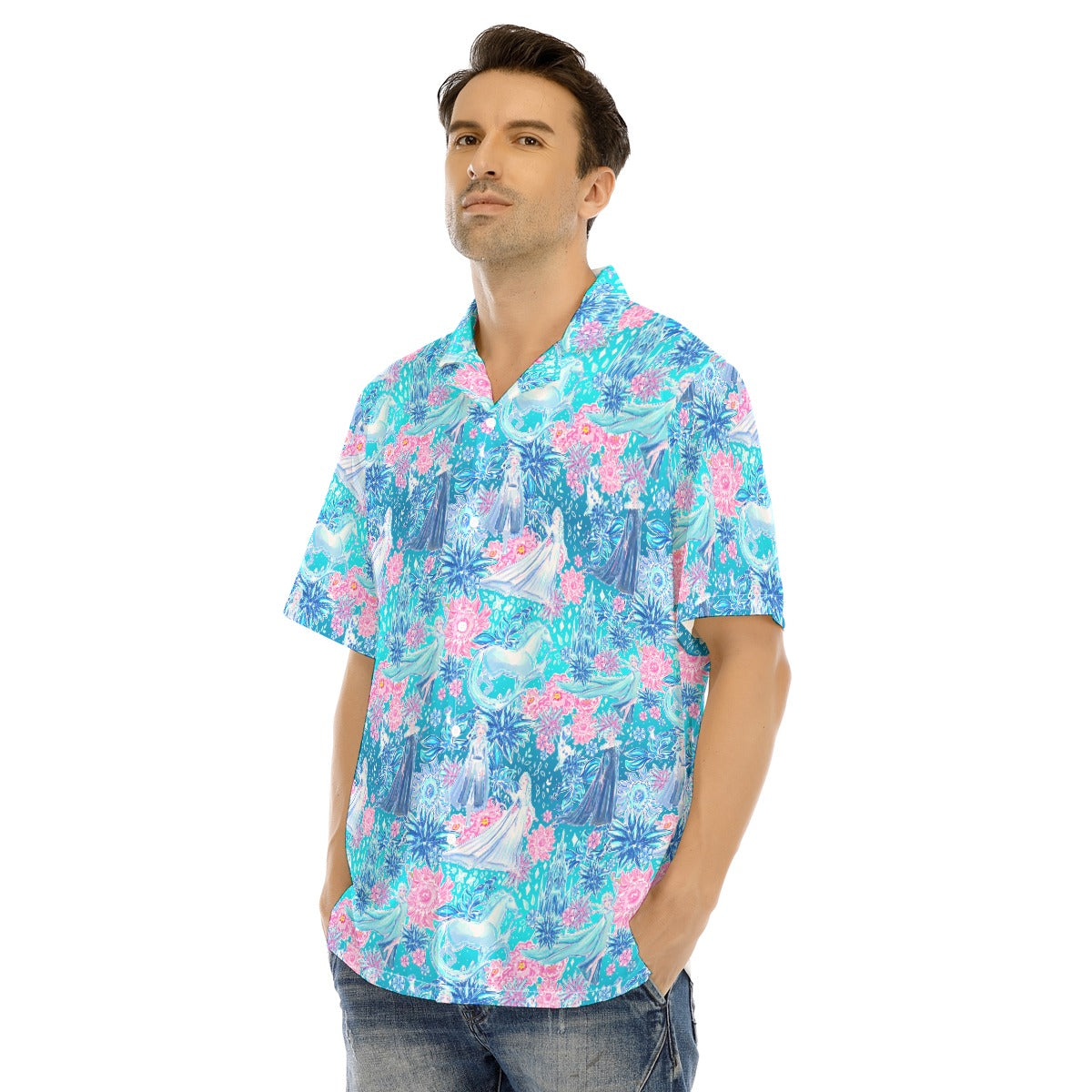 Ice Queen Frosted Florals - Men's Hawaiian Button Up Shirt