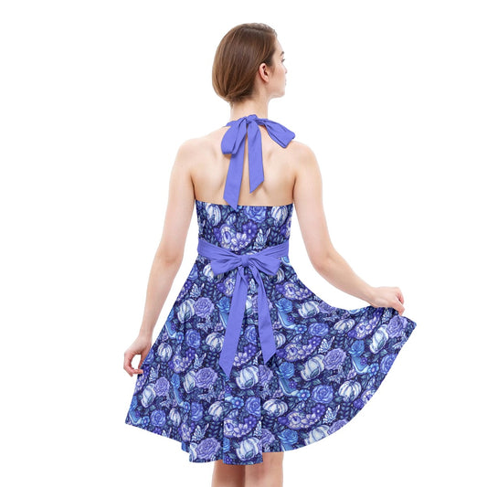 Fairytale Florals – Royal Ball - Women's Halter Vintage Pocket Dress