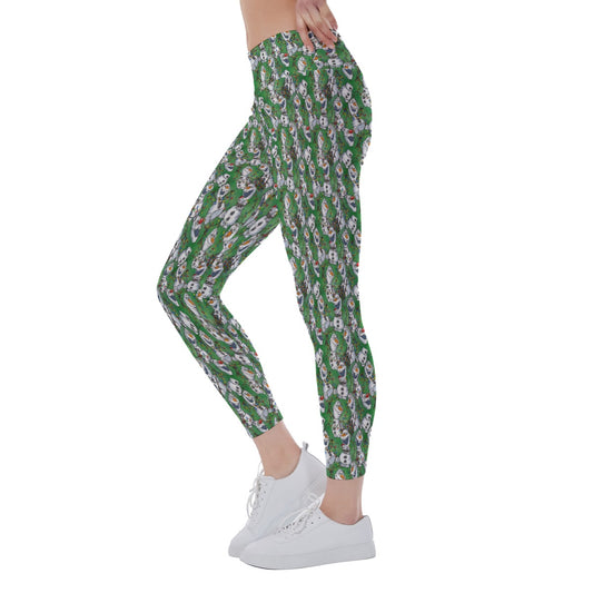 Sketched Snowman Christmas - Women's Yoga Leggings