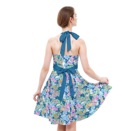 Tropical Paws & Petals - Beloved Dogs - Women's Halter Vintage Pocket Dress