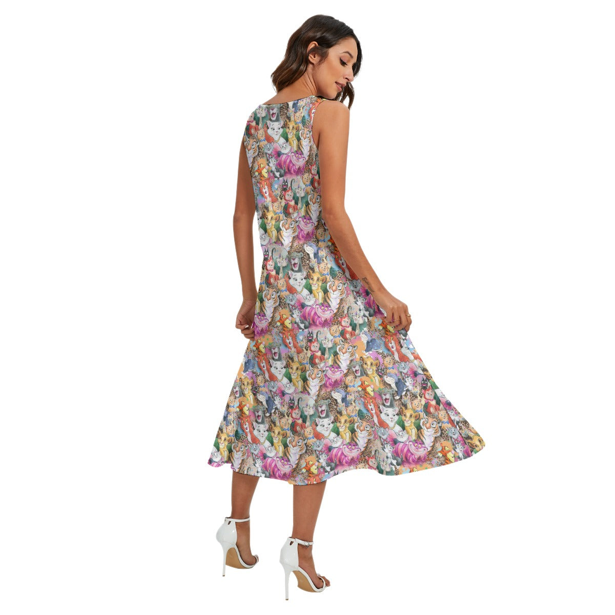 Whimsical Storybook Cats - Women’s Diagonal Pocket Midi Dress