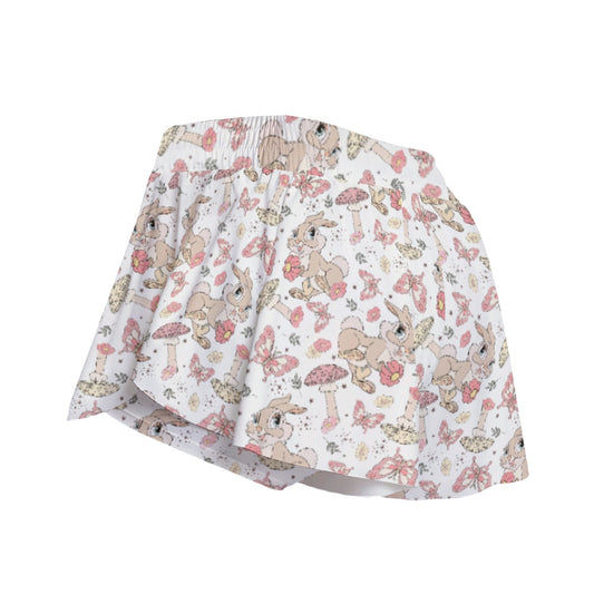 Woodland Bunny Cottagecore - Women's Flowy Pocket Shorts