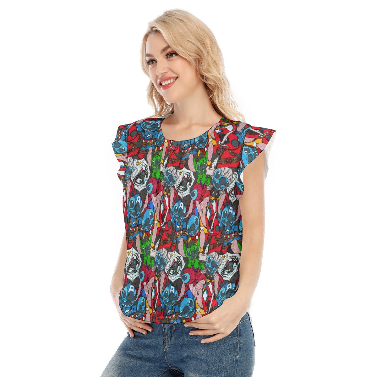Superhero Stitch - Heroes Assembled - Women’s Flutter Sleeve Top