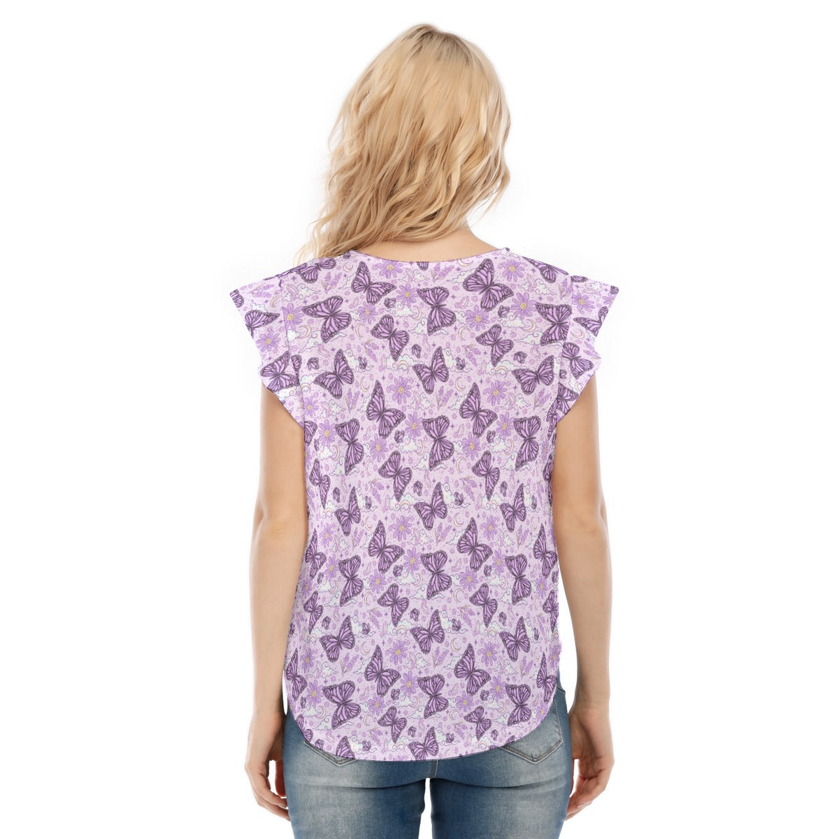 Lavender Butterflies - Women’s Flutter Sleeve Top