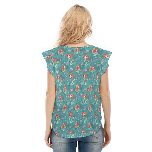 Whimsical Ocean Princess - Women’s Flutter Sleeve Top