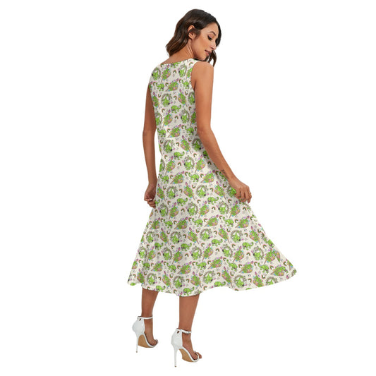 Colorful Chameleon Splash - Women’s Diagonal Pocket Midi Dress