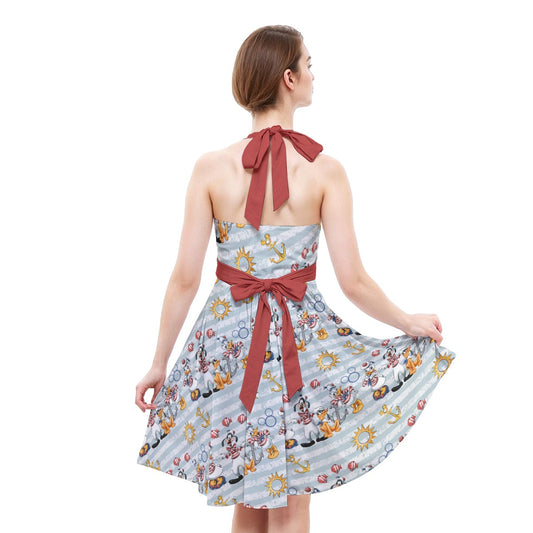 Set Sail with the Crewends - Women's Halter Vintage Pocket Dress