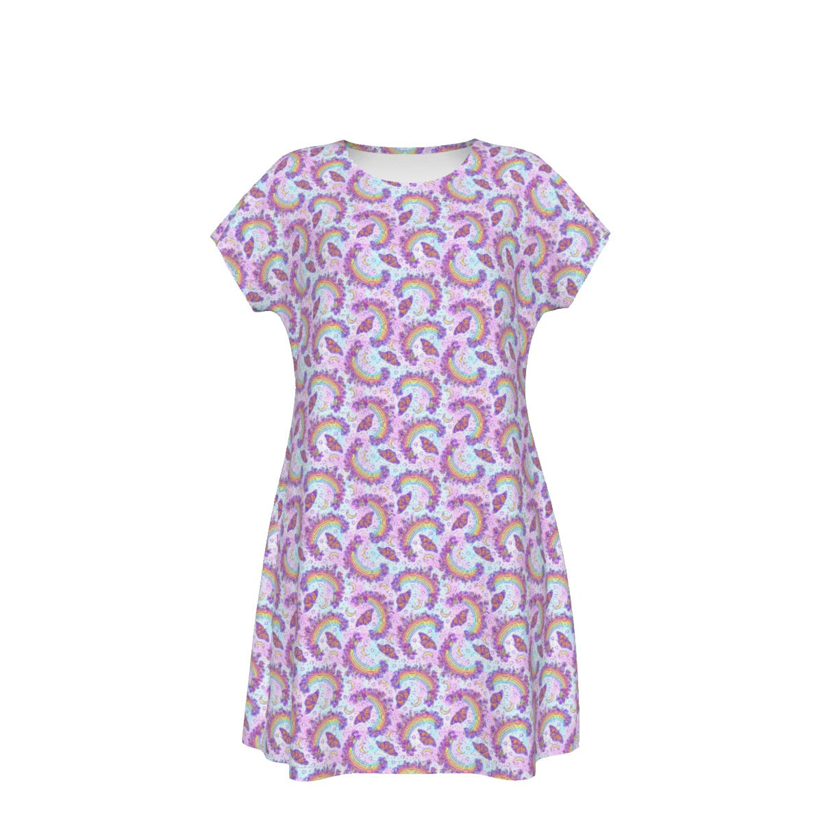 Monarch Butterflies & Rainbows - Women's T-Shirt Dress