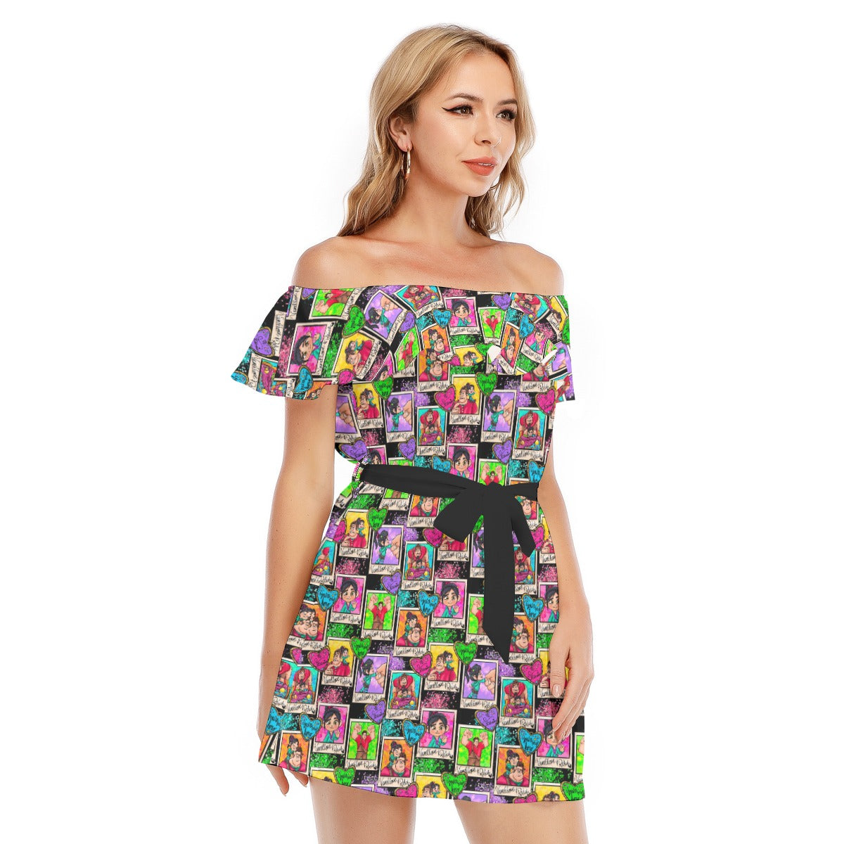 You're My Hero - Women's Off-shoulder Ruffle Dress