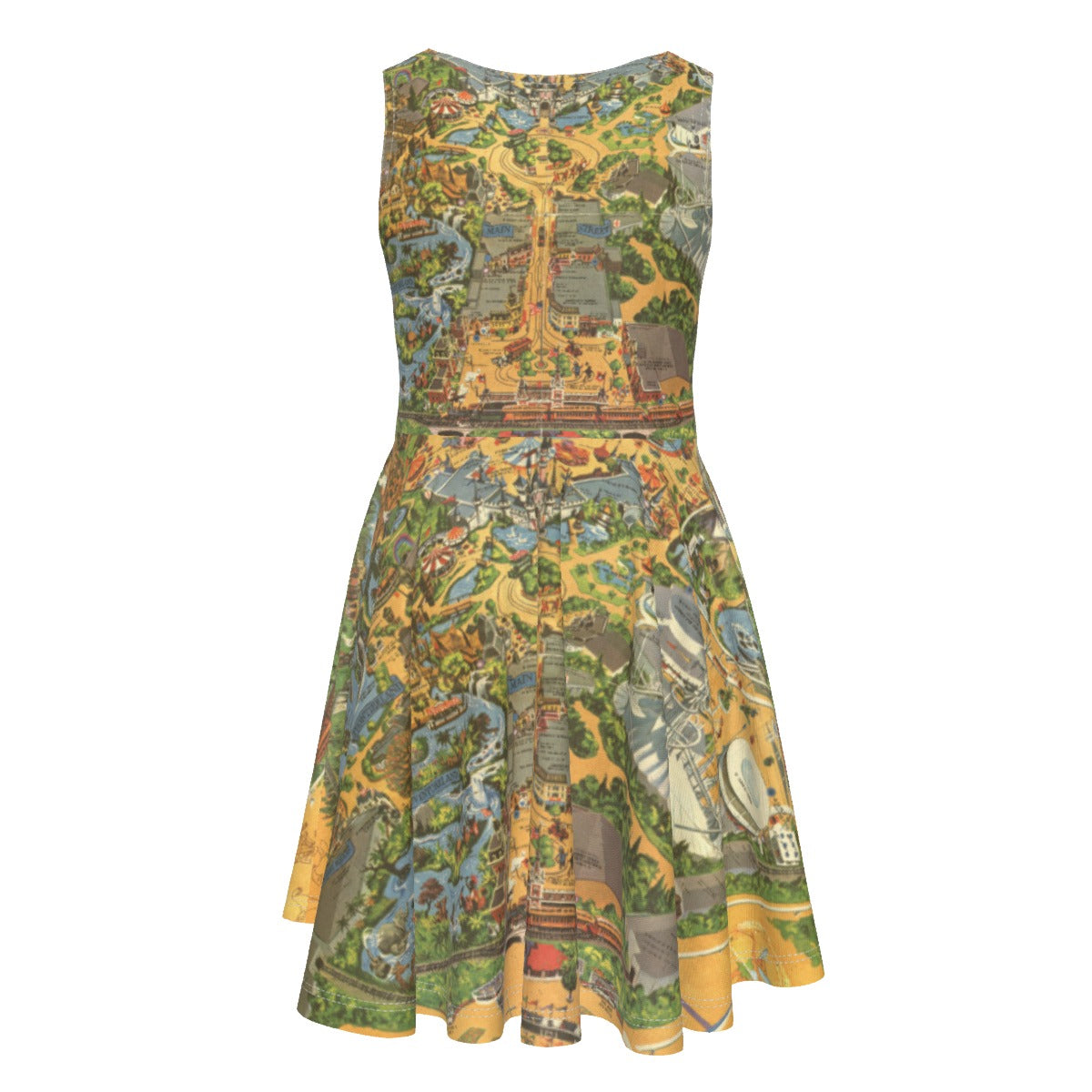 Vintage Theme Park Map - Kid's Sleeveless Skater Dress